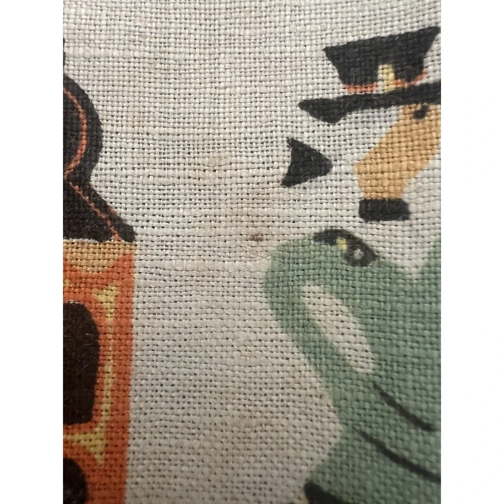 Vintage Tony Sarg Signed Linen Cocktail Napkin Couple Under Fruit Tree 8.5x 13.5
